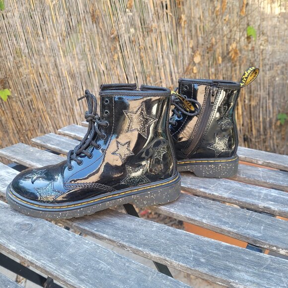 Dr. Martens Other - Kids Dr. Martens 1460 Black Patent leather Star Glitter Lace up boots Size 3 US